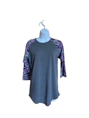 Lularoe Disney Randy Minnie Mouse Baseball Raglan Tee NWOT Gray Purple Sz S